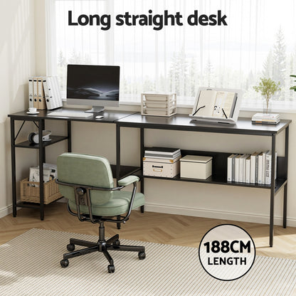 Computer Desk L shape Home Office Desk Open Shelf - Black