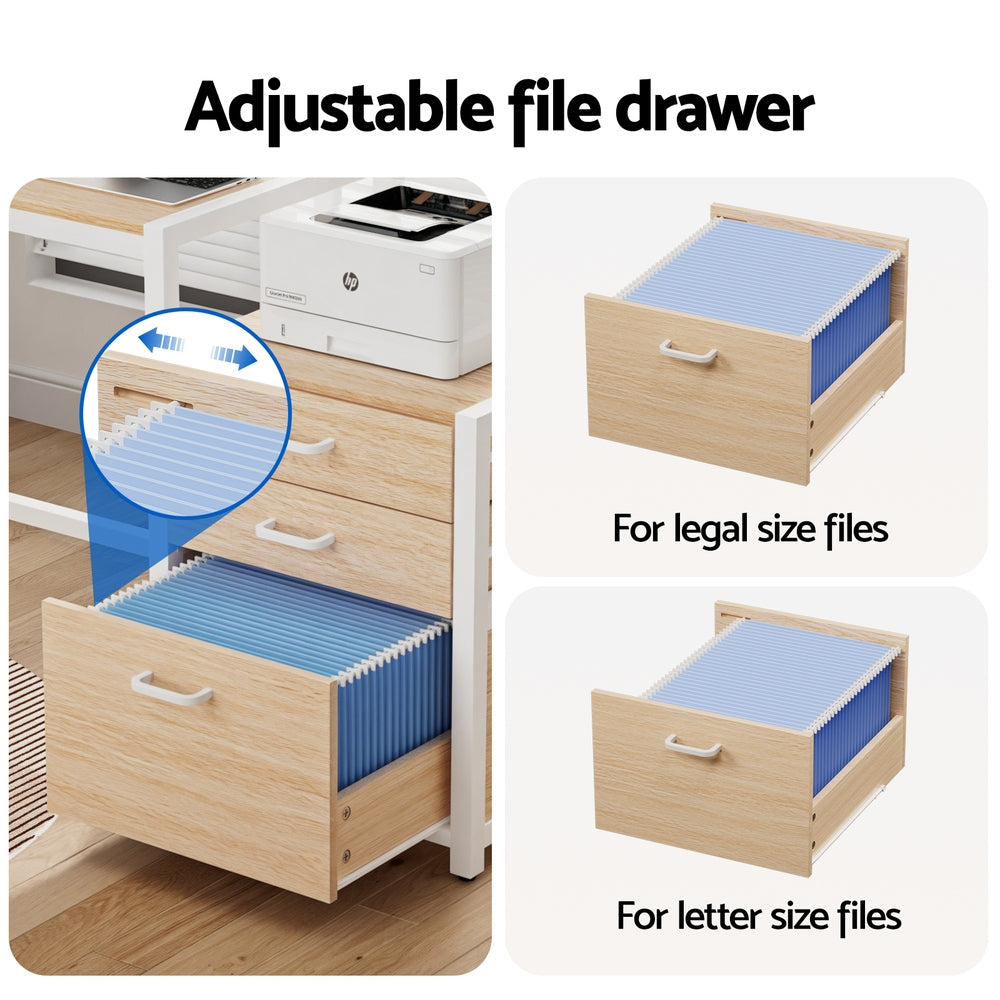 Computer Desk Home Office Desk w/Drawers Open Shelf 160CM - Oak