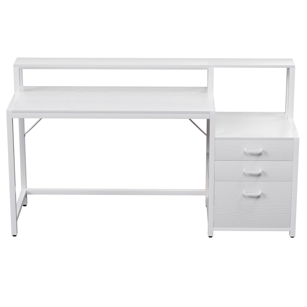 Computer Desk Home Office Desk w/Drawers Open Shelf 160CM - White