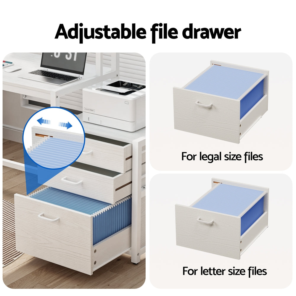 Computer Desk Home Office Desk w/Drawers Open Shelf 160CM - White