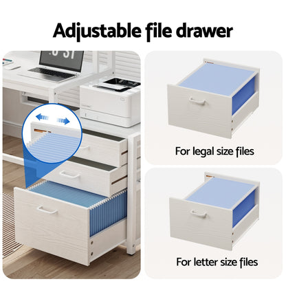 Computer Desk Home Office Desk w/Drawers Open Shelf 160CM - White