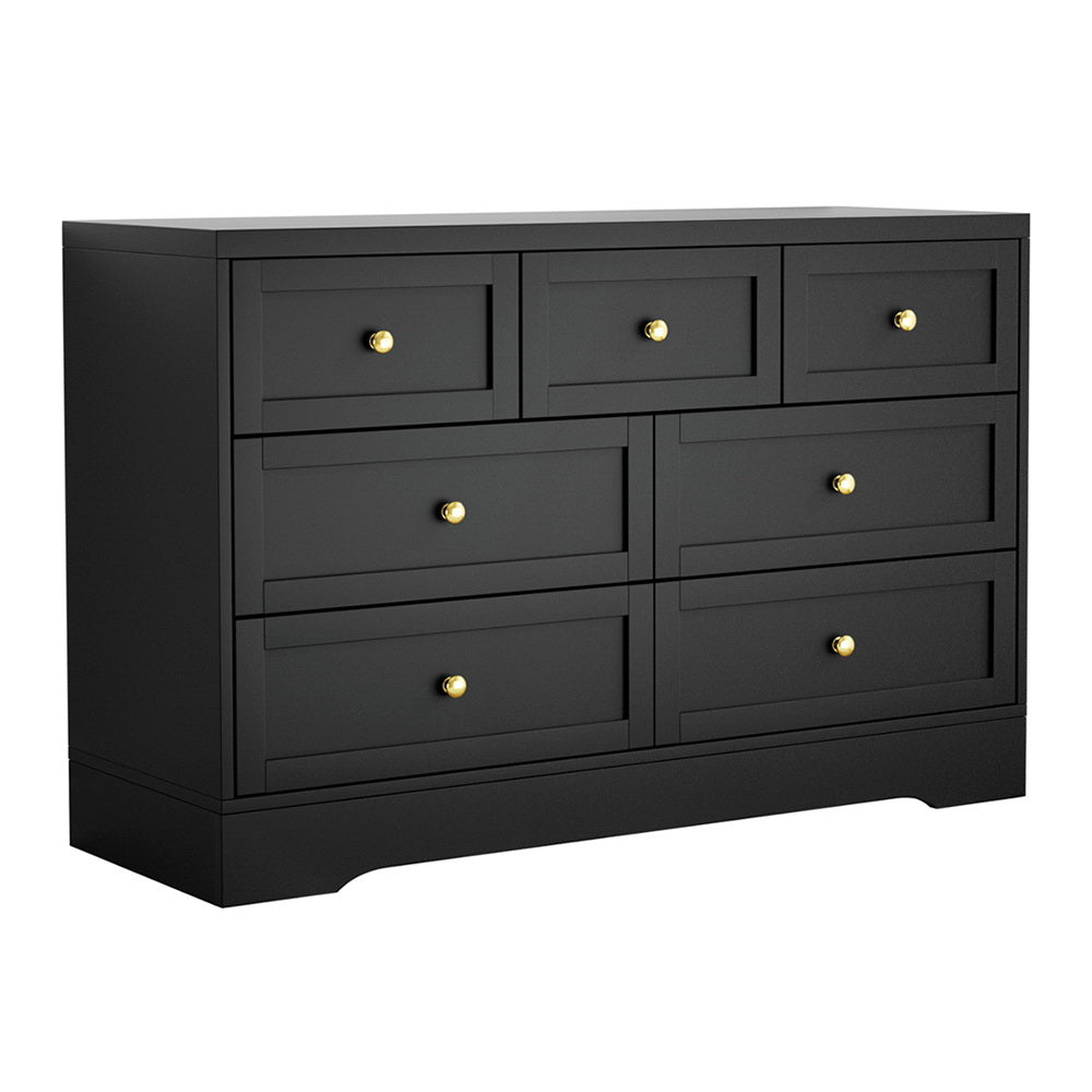 7 Chest of Drawers Dresser Table - Black