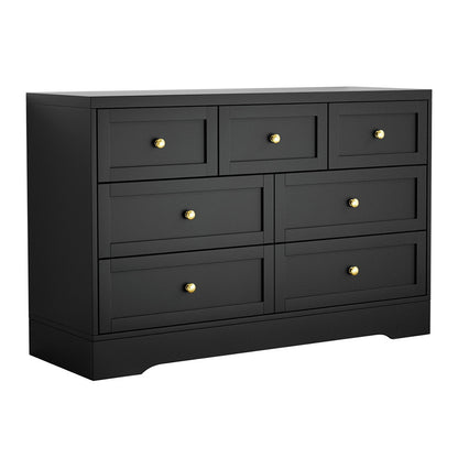 7 Chest of Drawers Dresser Table - Black