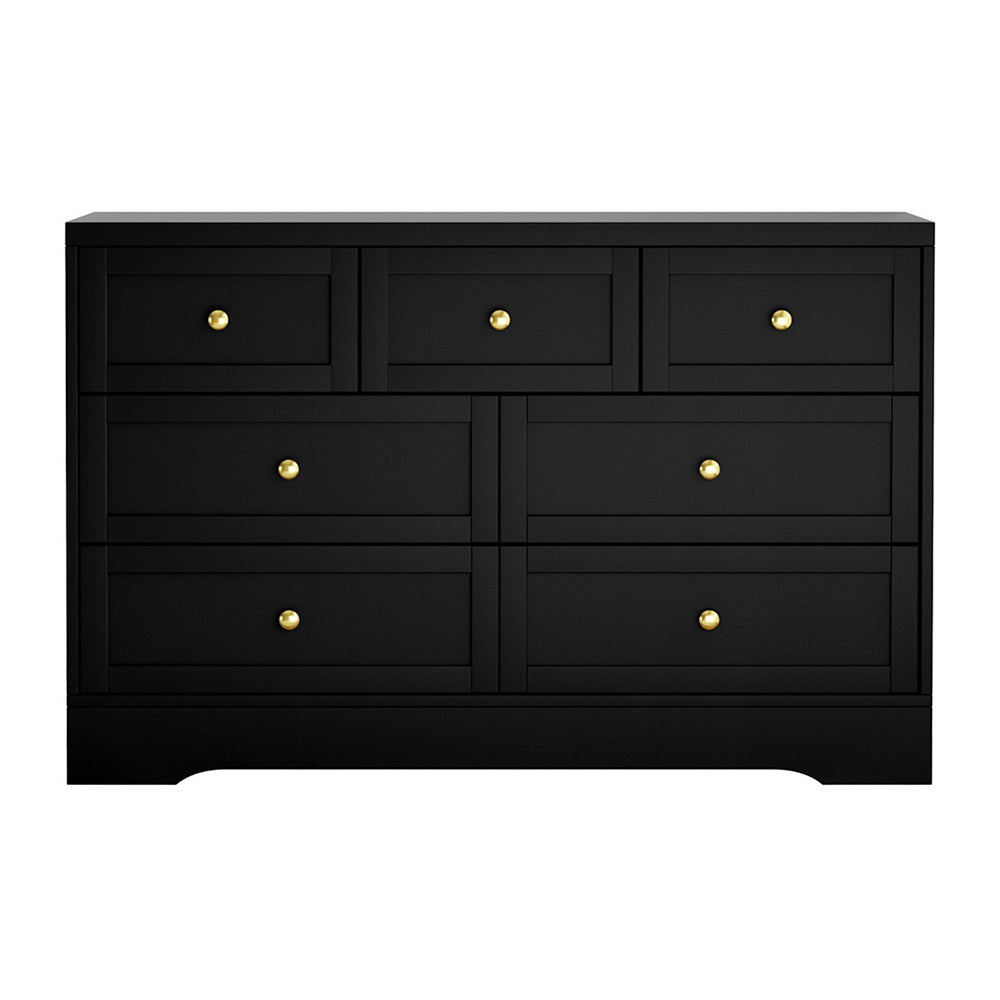 7 Chest of Drawers Dresser Table - Black