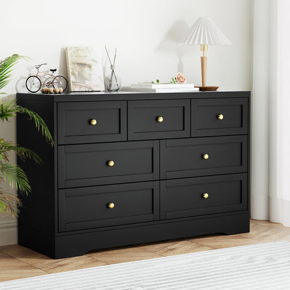 7 Chest of Drawers Dresser Table - Black