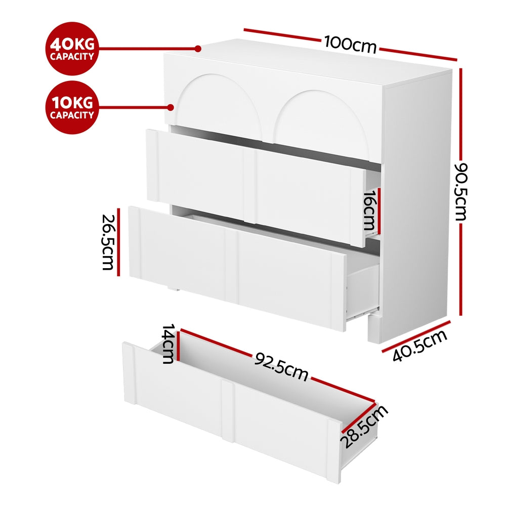 3 Chest of Drawers Lowboy Dresser Cabinet - White
