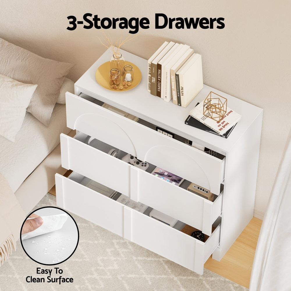 3 Chest of Drawers Lowboy Dresser Cabinet - White