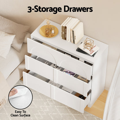 3 Chest of Drawers Lowboy Dresser Cabinet - White