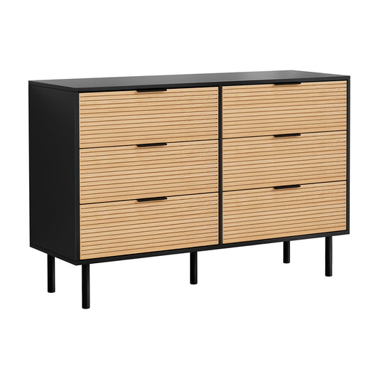 6 Chest of Drawers Dresser Table - Black & Pine