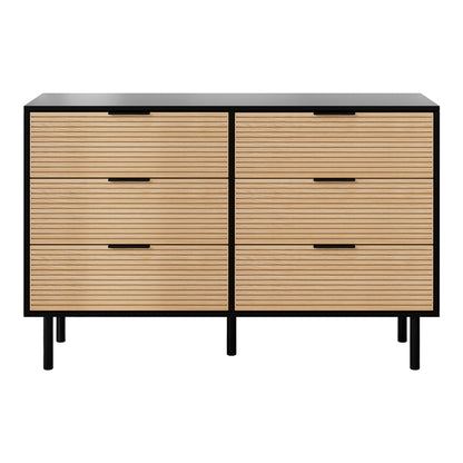 6 Chest of Drawers Dresser Table - Black & Pine