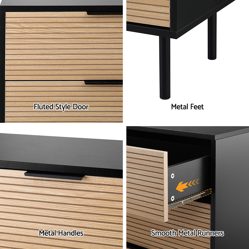 6 Chest of Drawers Dresser Table - Black & Pine