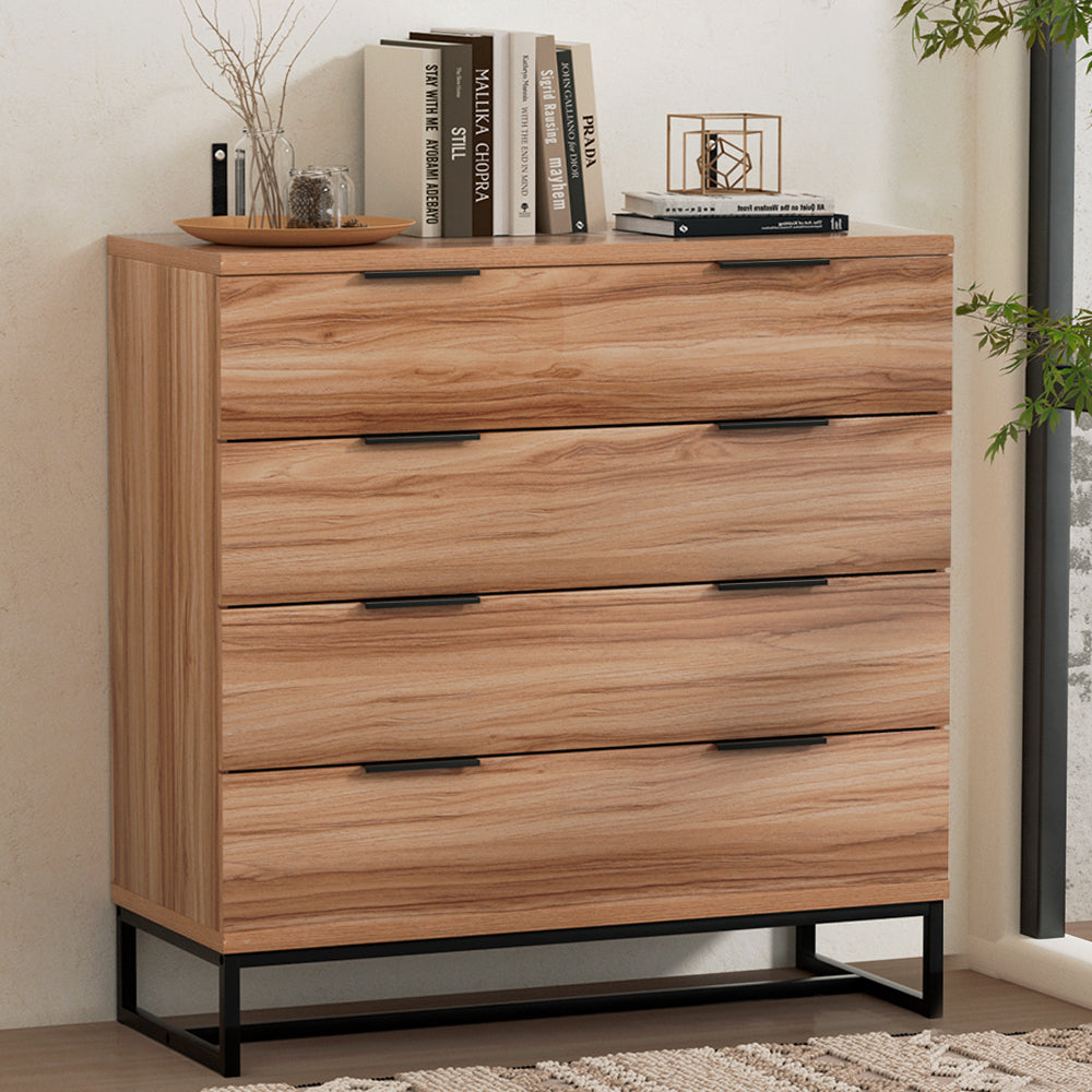 Noche 4 Chest of Drawers Cabinet Dresser Table Tallboy - Rust Oak