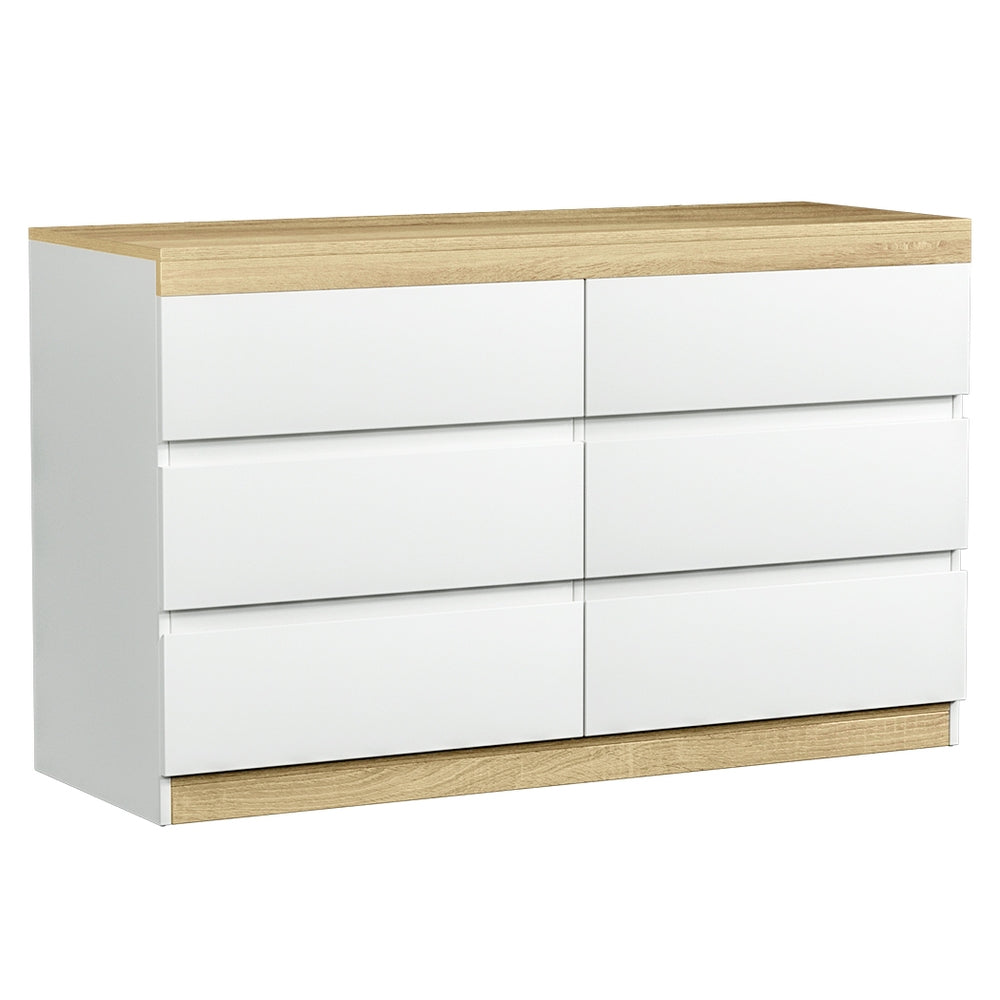 Lior 6 Chest of Drawers Cabinet Dresser Table Tallboy - White