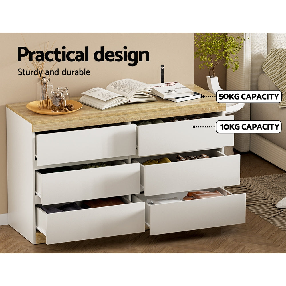 Lior 6 Chest of Drawers Cabinet Dresser Table Tallboy - White