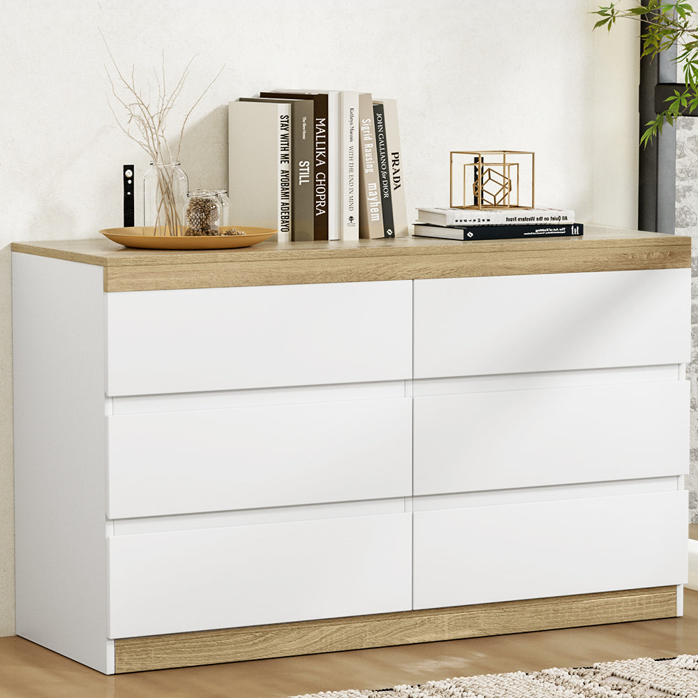 Lior 6 Chest of Drawers Cabinet Dresser Table Tallboy - White