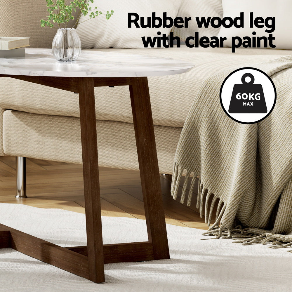 Marble Effect Coffee Table Oval