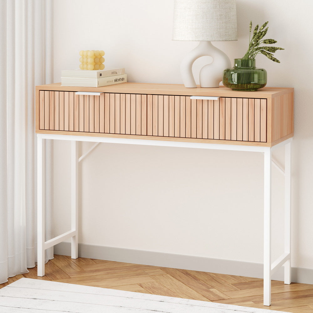 Console Table 2 Drawers 92CM - Pine