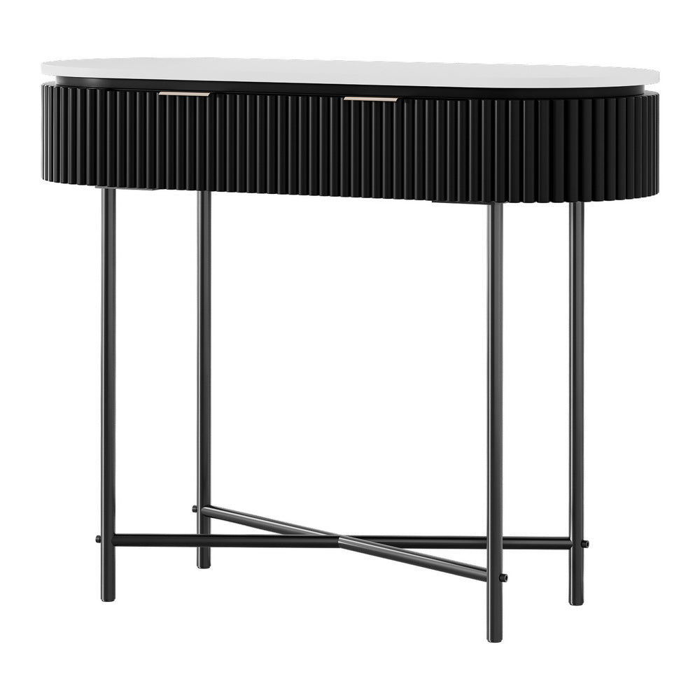 Romeo Console Table 2 Drawers 100CM - White & Black