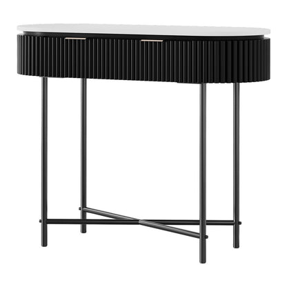 Romeo Console Table 2 Drawers 100CM - White & Black
