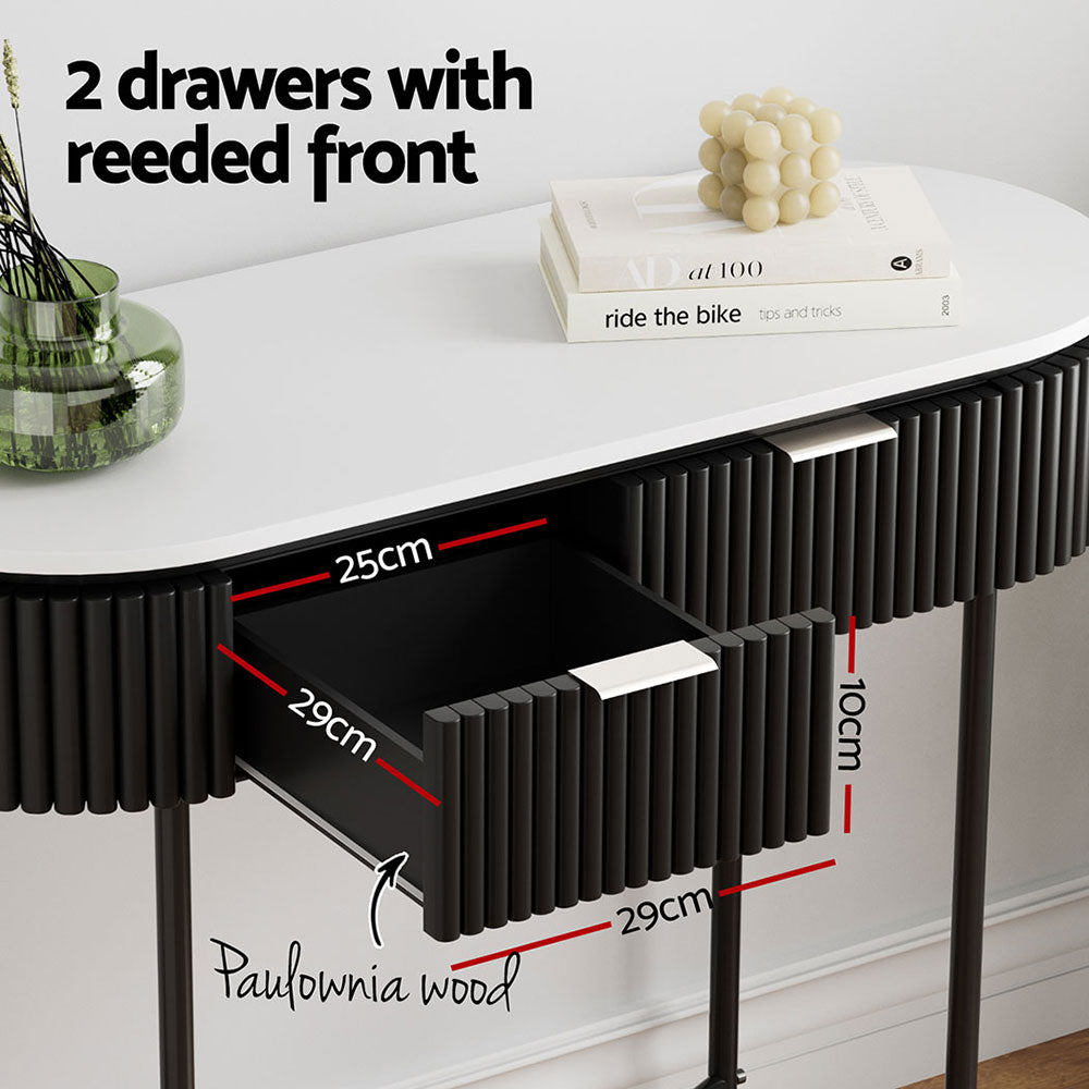 Romeo Console Table 2 Drawers 100CM - White & Black