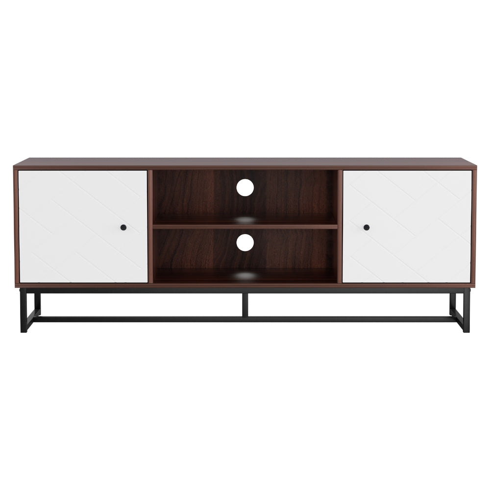 Stylish TV Unit 150cm Storage Shelves - Walnut White