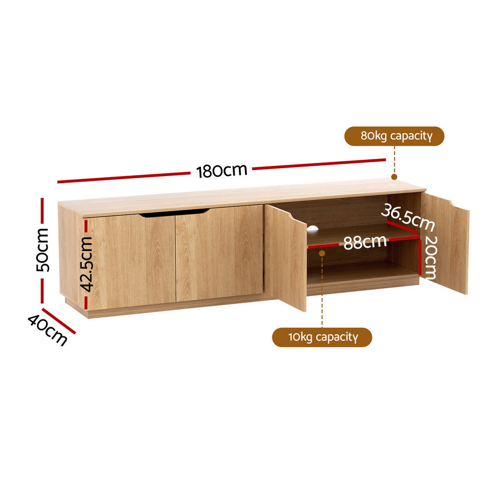 TV Unit Entertainment Unit Storage Cabinet 180cm - Pine