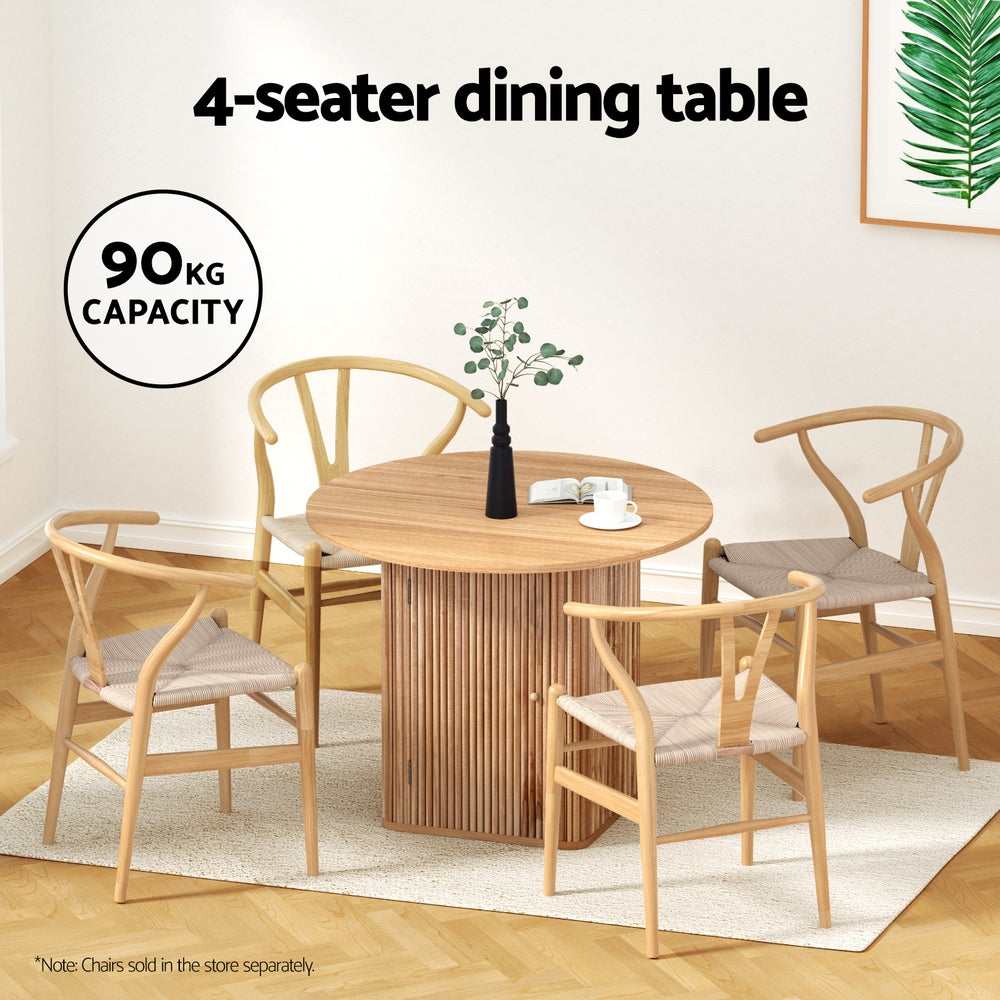 1M Dining Table with Storage Base - Pine