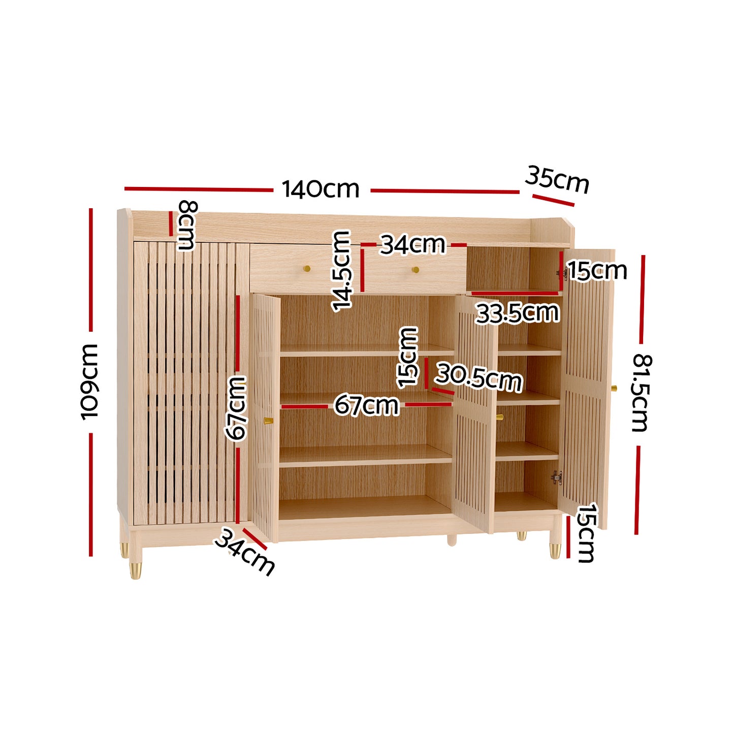 Shoe Rack Cabinet with Shelves 26 Pairs - Pine