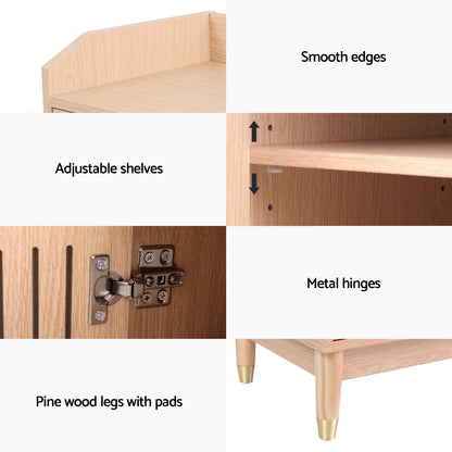 Shoe Rack Cabinet with Shelves 26 Pairs - Pine