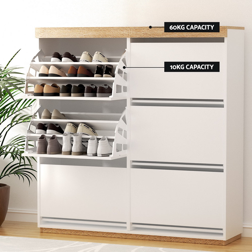 Shoe Rack Cabinet 3-Tier 45 Pairs - White