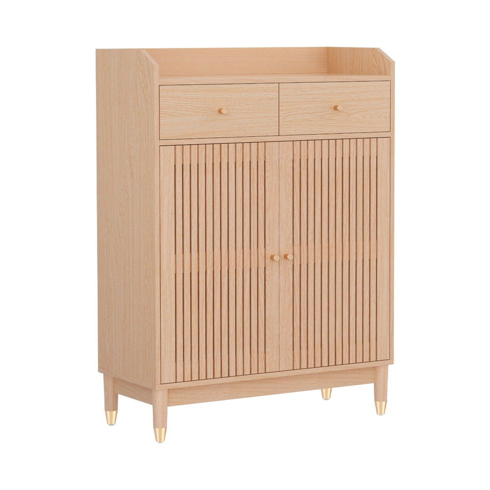 Shoe Rack Cabinet 4-Tier 16 Pairs - Pine
