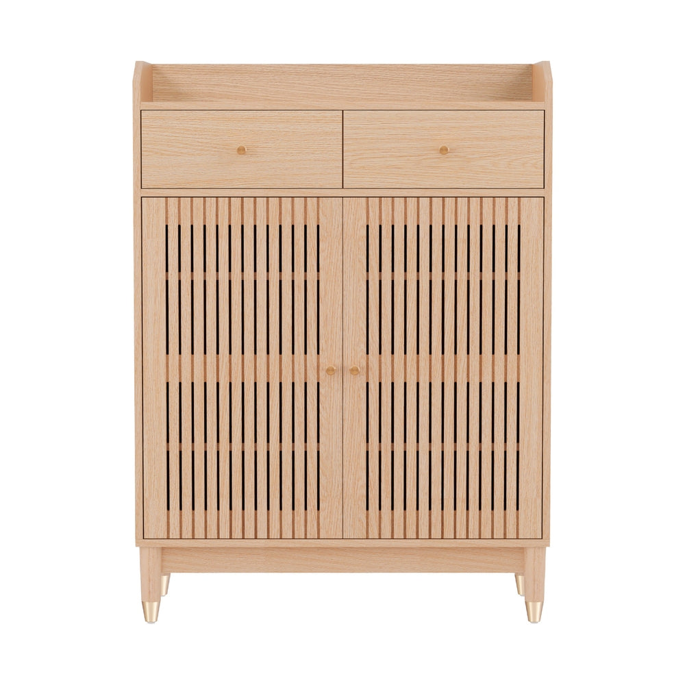 Shoe Rack Cabinet 4-Tier 16 Pairs - Pine