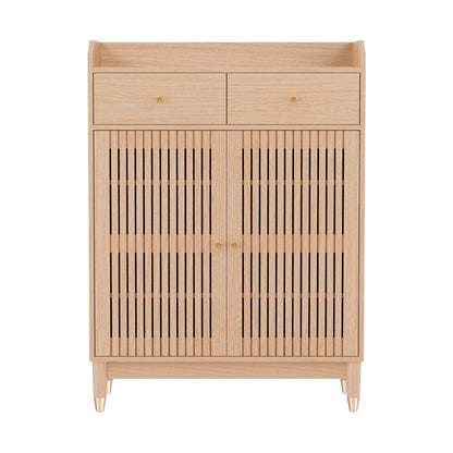 Shoe Rack Cabinet 4-Tier 16 Pairs - Pine
