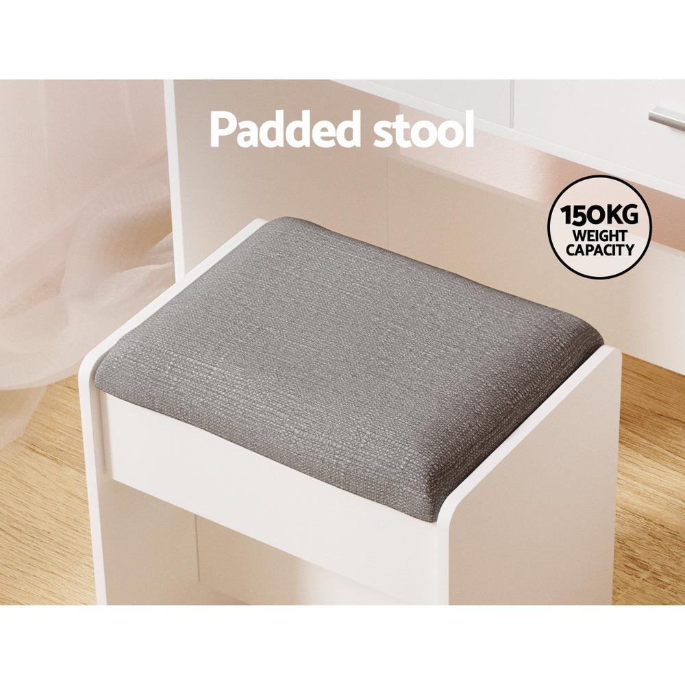 Dale Dressing Table Set Stool 10 LED Bulbs - White