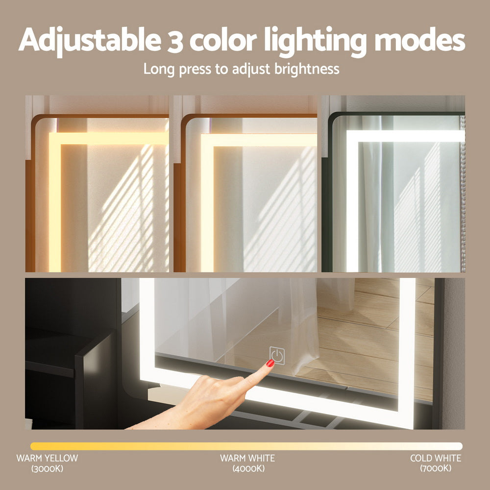 Dressing Table Set Stool LED - Black