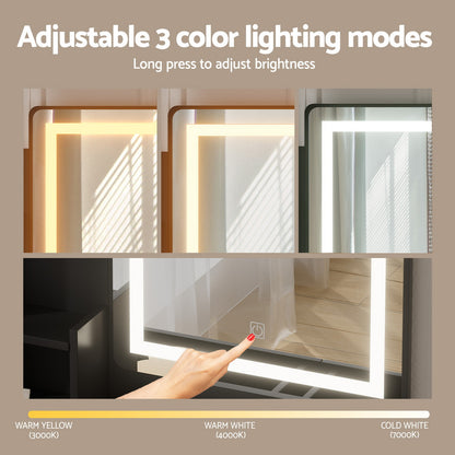 Dressing Table Set Stool LED - Black