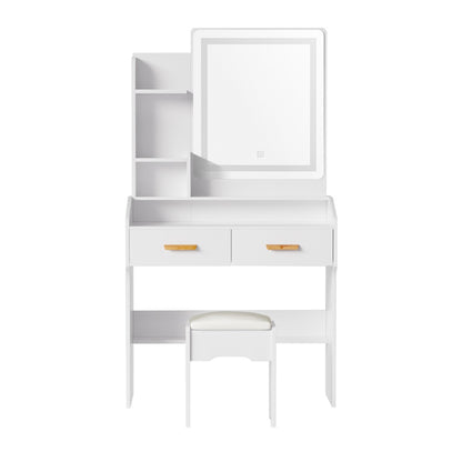 Doris LED Dressing Table Set Stool - White