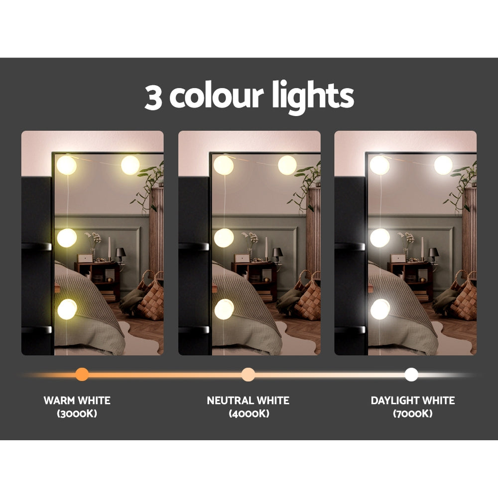 Dulcea Dressing Table Set Stool 10 LED Bulbs - Black