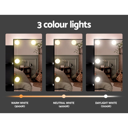 Dulcea Dressing Table Set Stool 10 LED Bulbs - Black