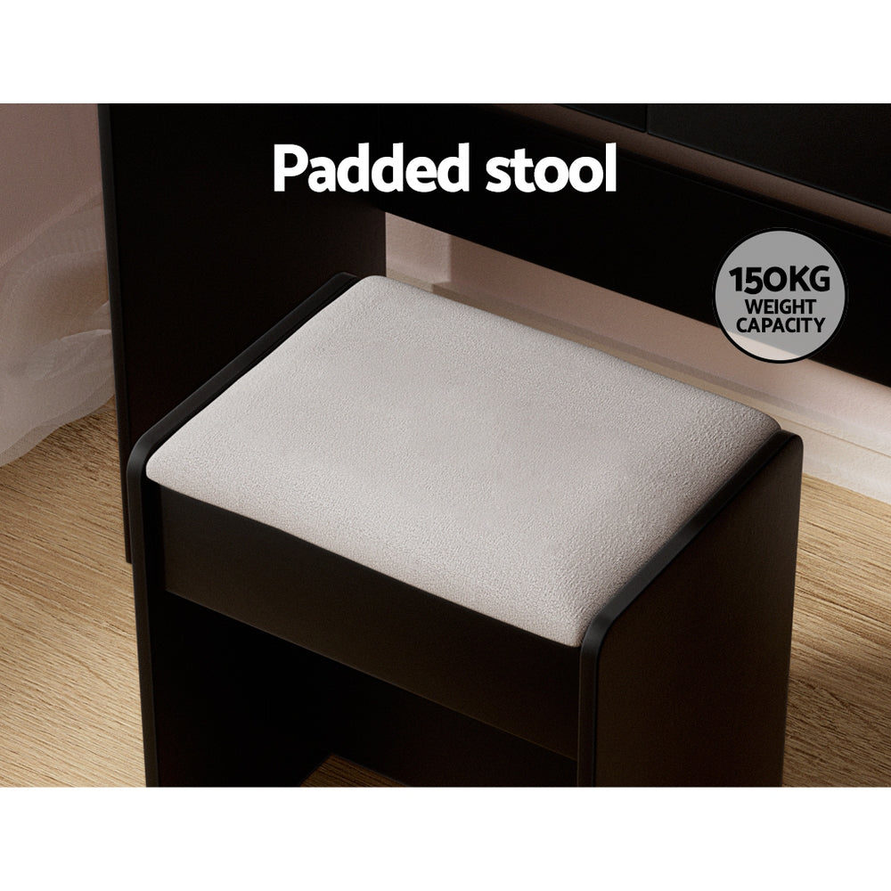 Dulcea Dressing Table Set Stool 10 LED Bulbs - Black