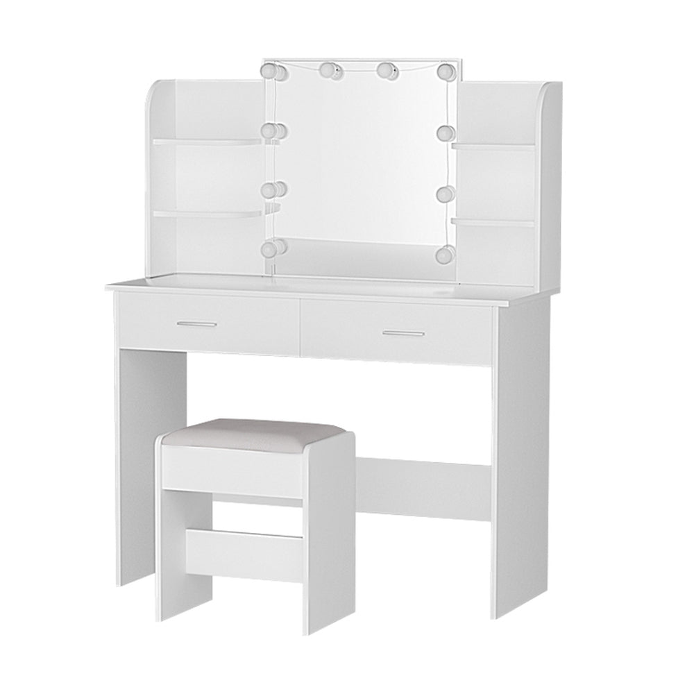 Dulcea Dressing Table Set Stool 10 LED Bulbs - White
