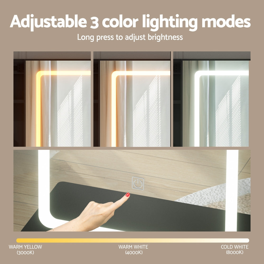 Dressing Table Vanity Desk Set Stool LED - Black