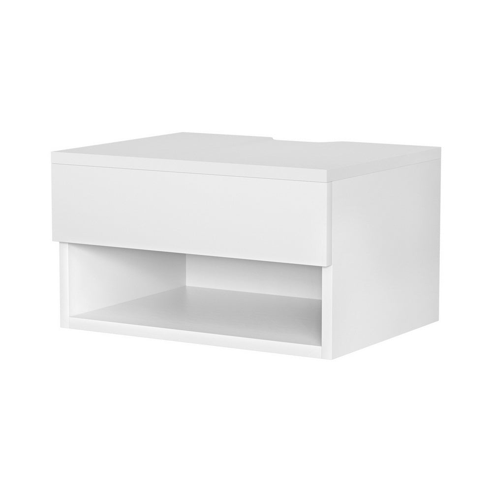 Floating Bedside Table Nightstand Drawer - White