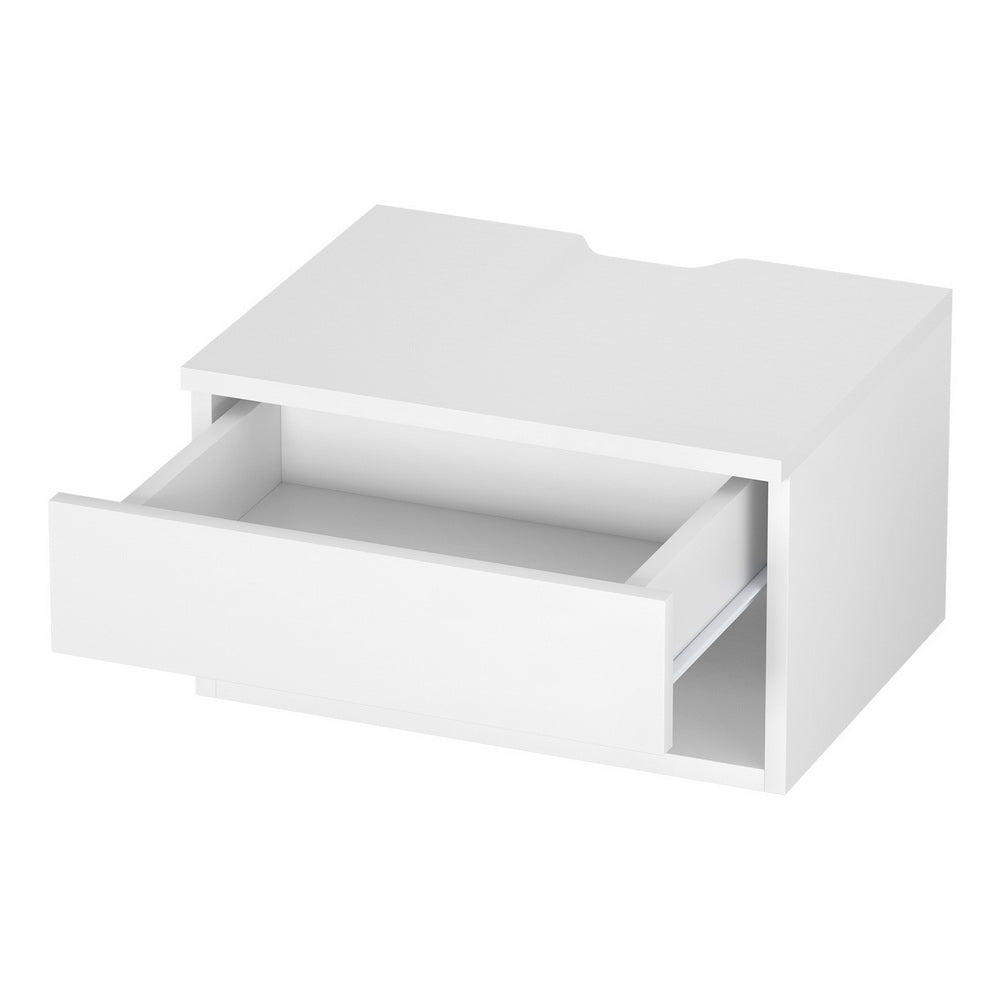 Floating Bedside Table Nightstand Drawer - White