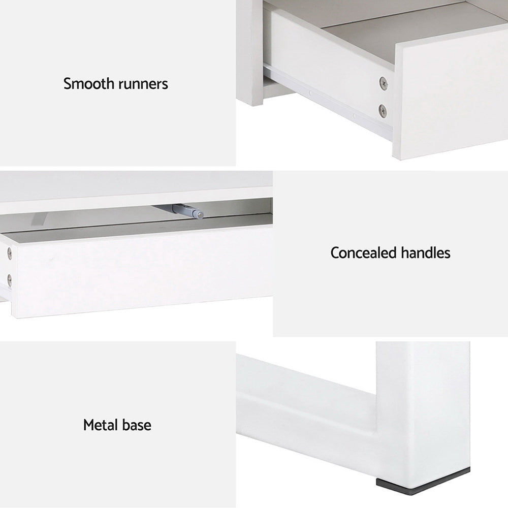 Computer Desk Office Study Desks Table Drawer Bookshelf - White