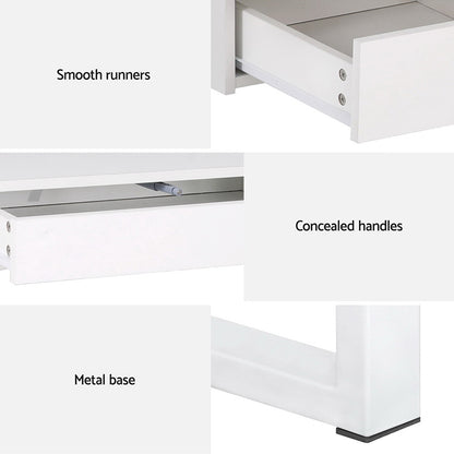 Computer Desk Office Study Desks Table Drawer Bookshelf - White