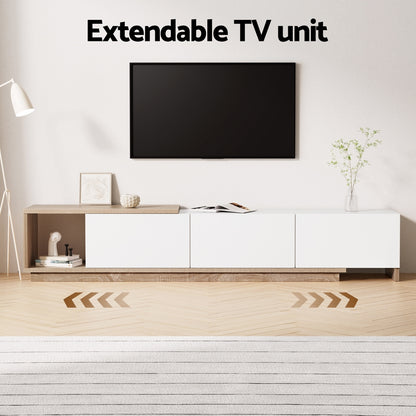 Extendable TV Cabinet Entertainment Unit Stand - White Oak