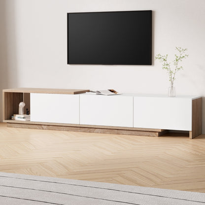 Extendable TV Cabinet Entertainment Unit Stand - White Oak