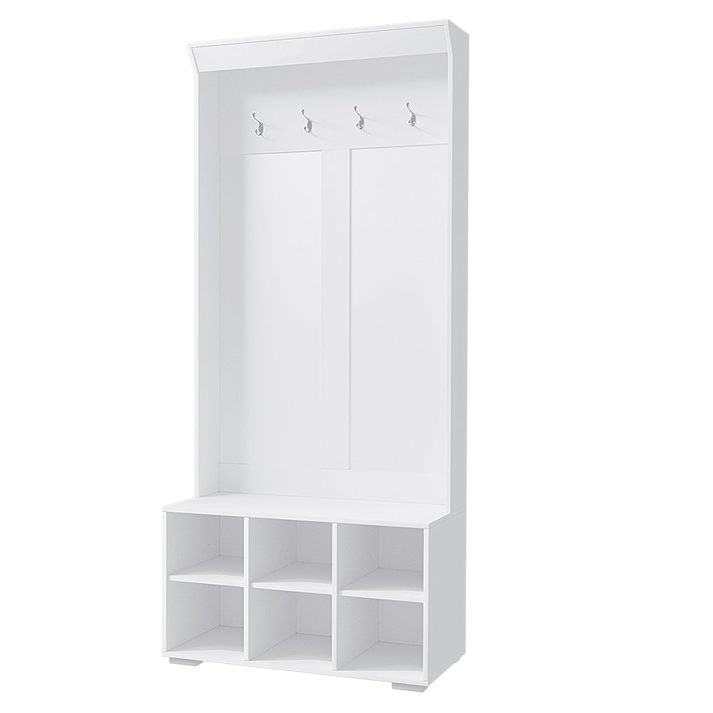 Max Shoe Rack Cabinet Hall Tree Coat Rack 180CM - White