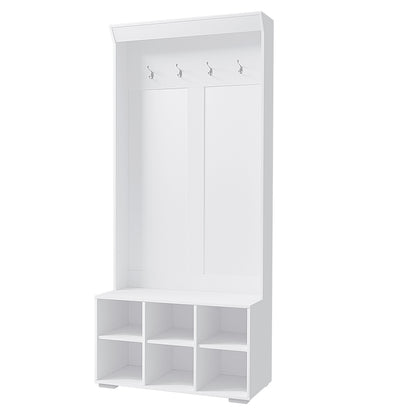Max Shoe Rack Cabinet Hall Tree Coat Rack 180CM - White